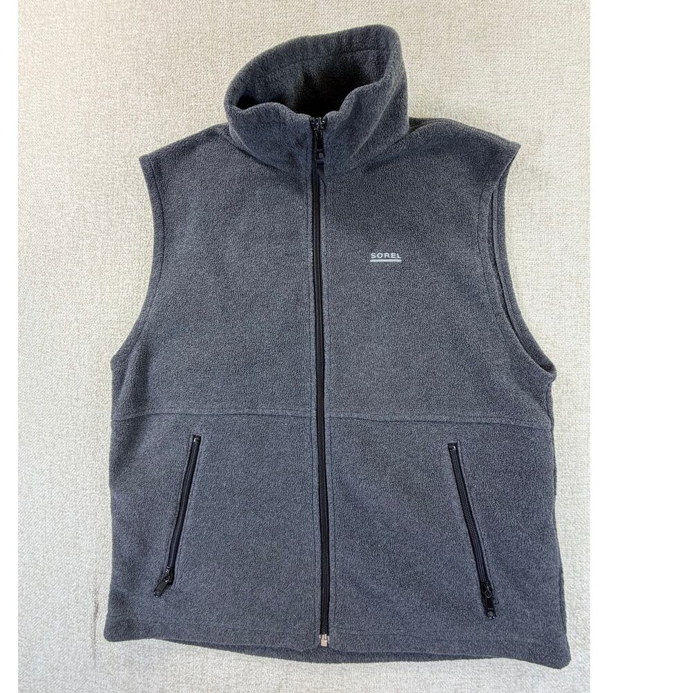 Sorel Men's Medium Gray Full Zip Fleece Outdoor Casual Vest Lightweight Layer